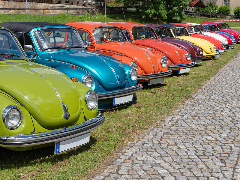 Die Welt des VW K&auml;fers ist bunt, wie dieses Bild von einem Oldtimertreffen beweist.