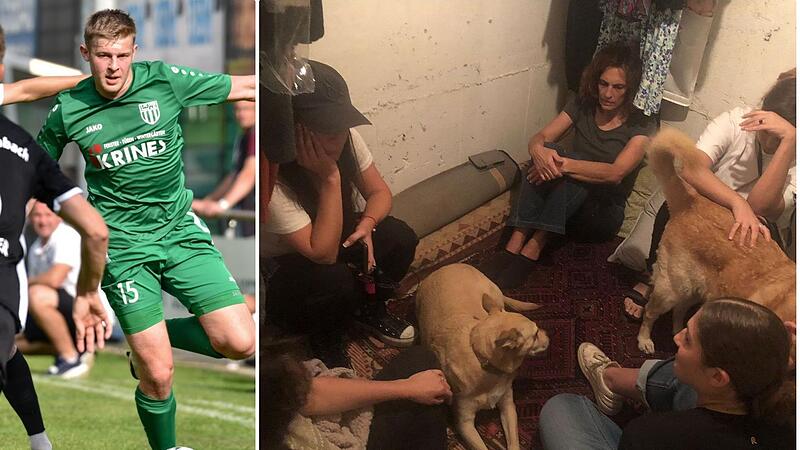 Adin Jacobovicis (li.) Traum vom Profifußball wird derzeit stark vom Terror in seiner Heimat Israel beeinträchtigt. Jetzt muss er viel Zeit mit seiner Familie in Schutzbunkern verbringen (re.).