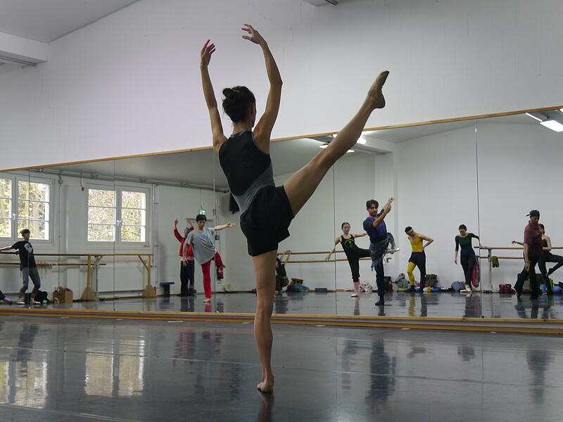 Mireia Martínez Pineda vom Ballettensemble des Coburger Landestheaters beim Ballett Training. Mireia Pineda vom Ballettensemble des Coburger Landestheaters beim Ballett Training.