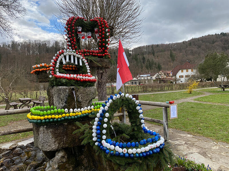 Der Brunnen in Behringersm&uuml;hle macht auf Blut-, Knochenmark- und Organspende aufmerksam