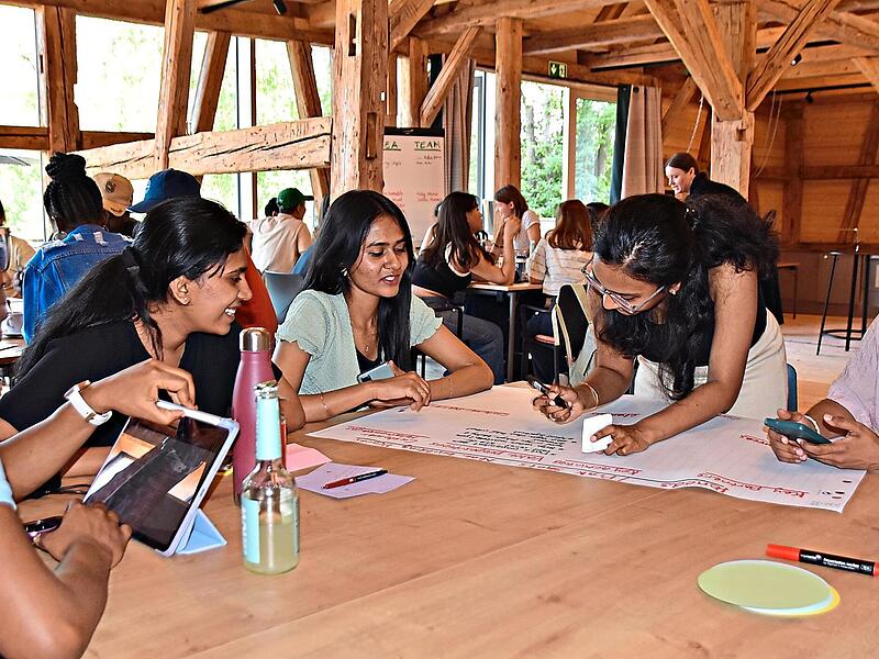 Studierende des Campus Kulmbach besch&auml;ftigten sich am Heinersreuther Hof mit m&ouml;glichen Gr&uuml;ndungsideen im Lebensmittelbereich. Adalbert-Raps-Stiftung