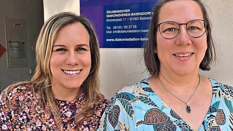Die Gesch&auml;ftsf&uuml;hrerin der Diakonie Baiersdorf, Anna-Lena Kral (links), und Eva Feller, die Vorsitzende des Diakonievereins Baiersdorf. Ariane Gallmetzer