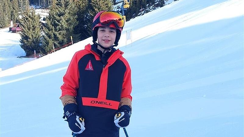 Teilnehmer Eric Spahn (Schondra) beim Skifahren.