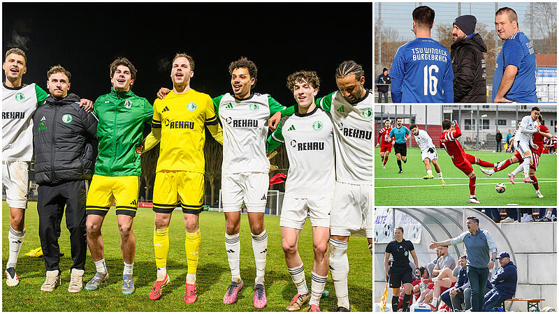 Der SC Eltersdorf k&ouml;nnte sich am Wochenende schon zum Bayernliga-Meister kr&ouml;nen, w&auml;hrend der TSV Burgebrach (rechts oben) und der TSV M&ouml;nchr&ouml;den (rechts unten) den direkten Klassenerhalt eint&uuml;ten k&ouml;nnten. Der FC Coburg (rechts Mitte) dagegen k&ouml;nnte sich endg&uuml;ltig in die Relegation ballern.
