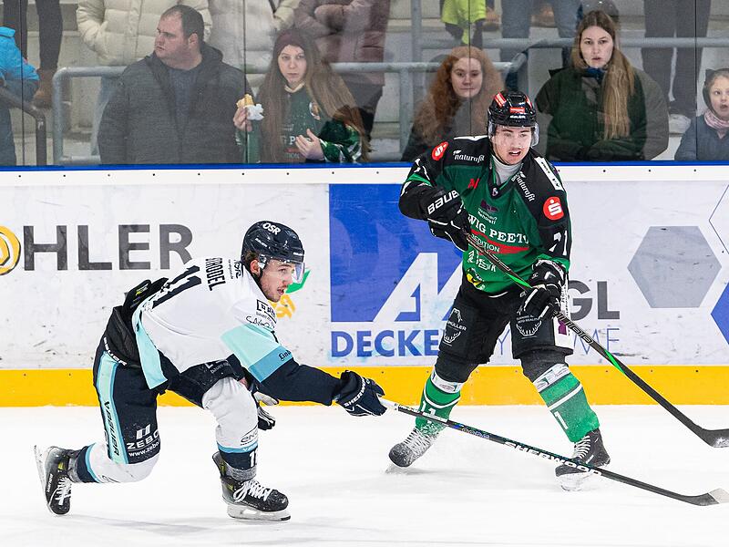 Maxim Mastic (re.), hier noch in der abgelaufenen Spielzeit für Höchstadt gegen Lindau, ist seit Freitag offiziell wieder ein Alligator.