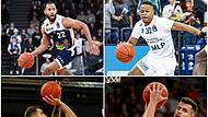 Die schärfsten Bamberger Play-off-Rivalen sind die Rostock Seawolves (oben links Nijal Pearson), die MLP Academics Heidelberg (oben rechts Eric Washington), die Chemnitz Niners (unten links Marko Filipovity) und die Würzburg Baskets (Filip Stanic ...
