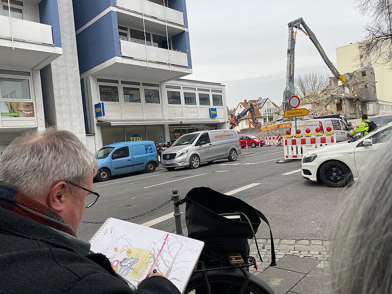 Abriss des Goppel-Hauses in Coburg: Motiv für Urban Sketcher