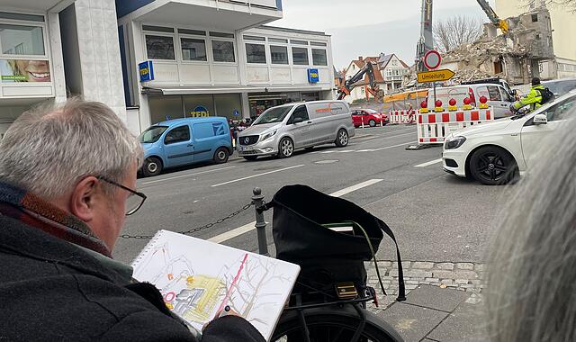 Abriss des Goppel-Hauses in Coburg: Motiv für Urban Sketcher
