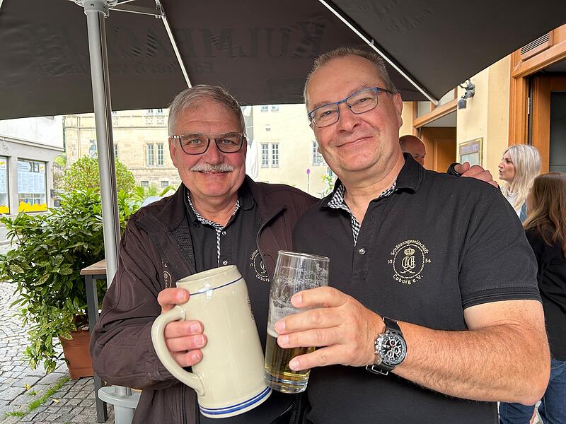 Coburger Vogelschießen 2026 Freuen sich aufs diesjährige Vogelschießen der Coburger Schützengesellschaft: Oberschützenmeister Stefan Stahl (links) und Platzmeister Stefan Schober.