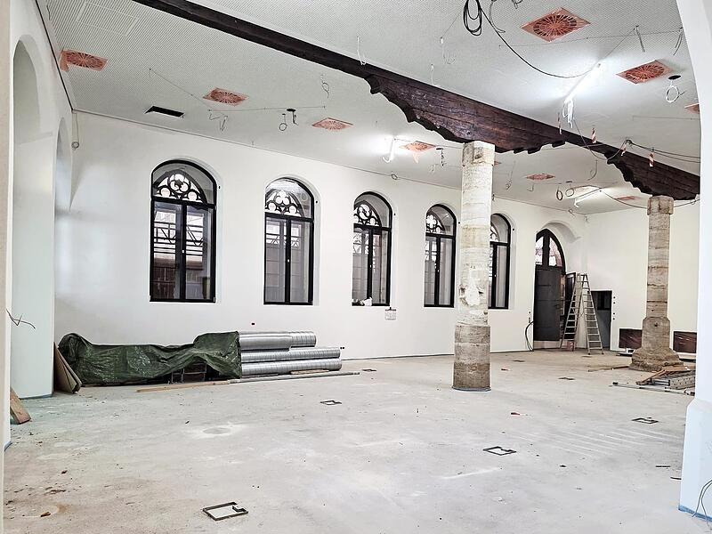 So sieht die Baustelle im Rathaussaal aus.