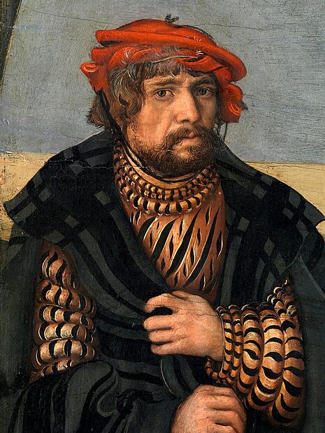 Ein Ausschnitt eines Selbstbildnisses von Lucas Cranach d. Ä.