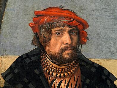 Ein Ausschnitt eines Selbstbildnisses von Lucas Cranach d. Ä.