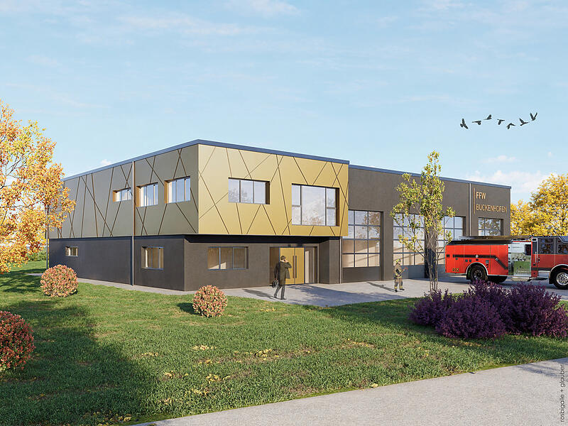 So soll das neue Gerätehaus der Freiwilligen Feuerwehr Buckenhofen nach derzeitigem Planungsstand  einmal aussehen.