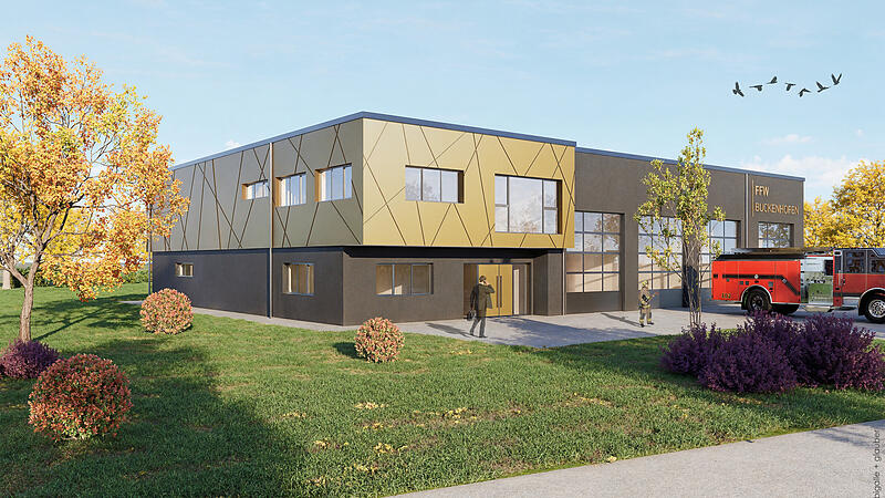 So soll das neue Ger&auml;tehaus der Freiwilligen Feuerwehr Buckenhofen nach derzeitigem Planungsstand  einmal aussehen.