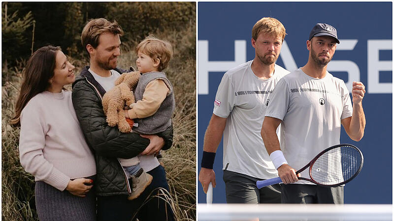 Privat im Gl&uuml;ck mit Ehefrau Judit, S&ouml;hnchen Theo und bald einer Tochter (links), beruflich ab dieser Woche wieder mit Stammpartner Tim P&uuml;tz unterwegs: der Coburger Tennisprofi Kevin Krawietz