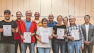 Auf dem Bild sind (hinten von links) Frank Mersdorf, Wolfgang Herrlein, Ernst Straub, Monika H&uuml;ttl, Matthias H&uuml;ttl, vorne sind (von links) Mario H&auml;fner, Roland Fr&ouml;hlich, Christine Schmitt, Christina F&uuml;ller und Friedl Kleinhenz.