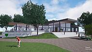 Der geplante Neubau des Golfclubs Herzogenaurach mit der größeren Terrasse.