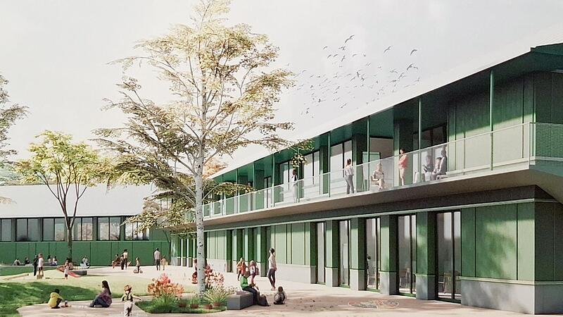 Ortspr&auml;gend in der Mitte von Roth: So soll die neue Schule aussehen.