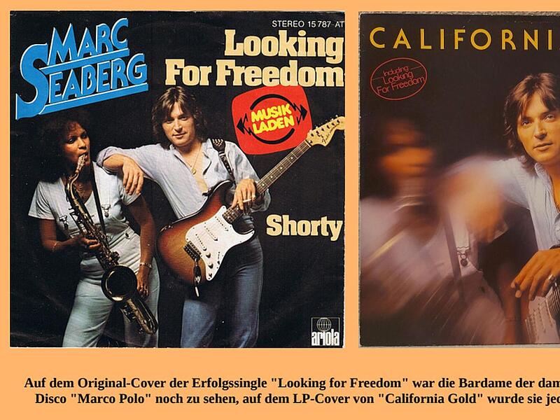 Auf dem Original-Cover der Erfolgssingle „Looking for Freedom“ war die Bardame der damaligen Erlanger Edel-Disco „Marco Polo“ noch zu sehen, auf dem LP-Cover von „California Gold“ wurde sie jedoch wegretuschiert.Forchheim & Fränkische Schweiz Auf dem Original-Cover der Erfolgssingle „Looking for Freedom“ war die Bardame der damaligen Erlanger Edel-Disco „Marco Polo“ noch zu sehen, auf dem LP-Cover von „California Gold“ wurde sie jedoch wegretuschiert.