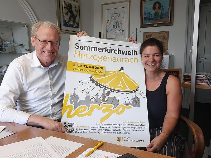Dem Start der diesj&auml;hrigen Sommerkirchweih in Herzogenaurach fiebern German Hacker und  Ines Boubaker entgegen.