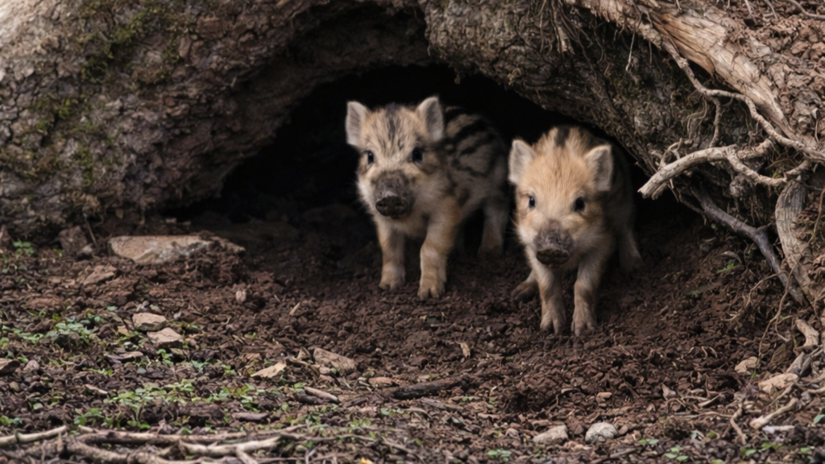 Bei den Wildschweinen zeigen sich bisher zwei Frischlinge. Es werden aber wohl noch mehr.