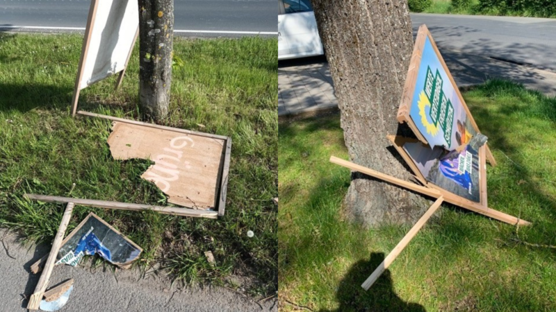Zerstörte Wahlplakate HeroldsbachForchheim & Fränkische Schweiz