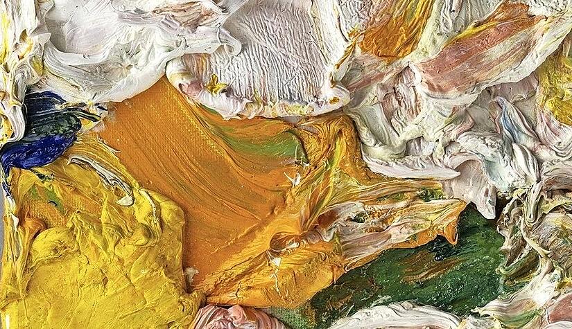 Aus der Serie &bdquo;Emotions&ldquo; ist dieses Bild von Akbar Akbarpour. Die Farbe ist zentimeterdick aufgetragen.