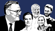 Spielen bei der Ob-Wahl 2026 um die Nachfolge von Andreas Starke in Bamberg eine Rolle: Jonas Gl&uuml;senkamp, Klaus Stieringer, Melanie Huml und Sebastian Niedermaier
