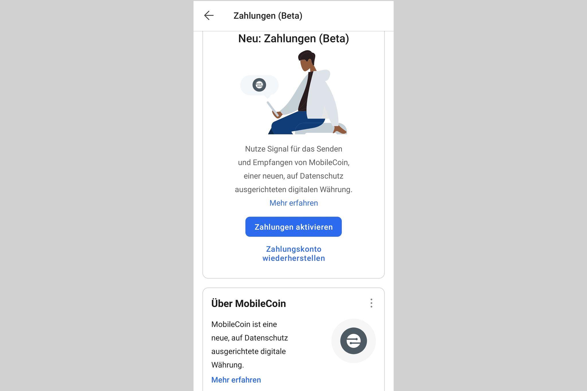 Mobilecoin im Messenger SignalZahlungen mit Kryptowährung