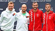 Am Sonntag noch Gegner im Davis Cup, künftig Partner: Kevin Krawietz (links, neben Tim Pütz) und Mate Pavic (Zweiter von rechts, neben Nikola Mektic). Hasenkopf Am Sonntag noch Gegner im Davis Cup, künftig Partner: Kevin Krawietz (links, neben Tim Pütz) und Mate Pavic (Zweiter von rechts, neben Nikola Mektic). Hasenkopf
