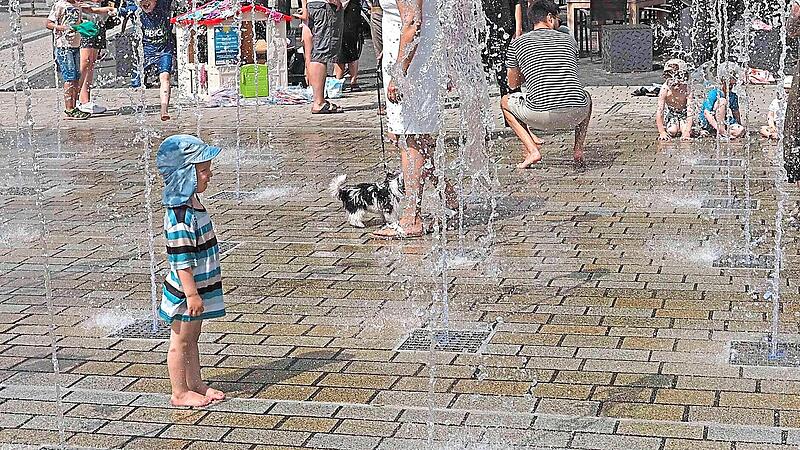 Ascolino und der Kinderschutzbund verteilen am Samstag kostenlos Badehosen und Windeln f&uuml;r die planschenden Kinder am Albertsplatz.Christoph Winter