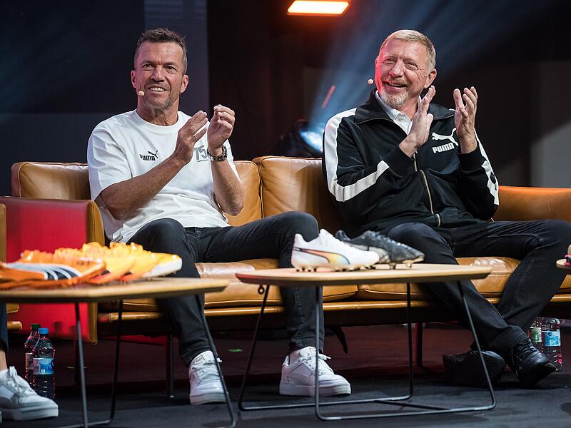 Durften beim 75. Geburtstag von Puma nicht fehlen: Lothar Matth&auml;us (li.) und Boris Becker