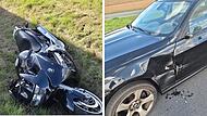 Schwerer Unfall auf B303 bei Sonnefeld – Biker schwebt in Lebensgefahr Schwerer Unfall auf B303 bei Sonnefeld – Biker schwebt in Lebensgefahr