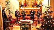 Das Posaunenquartett „Consortium Musicum“mit den Posaunisten Luc Scholtes, Dion Kowalski, Leiter Harry Ries und Dominique Steins (von links) spielte zum Jahresausklang in Stublang.