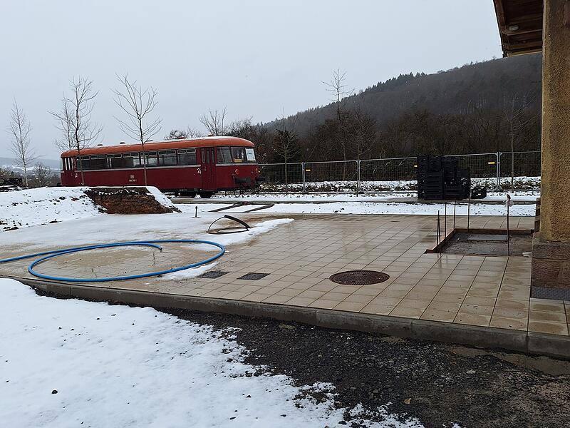 Gleispark Rupboden am Bahnradweg der fr&uuml;heren Sinntalbahn