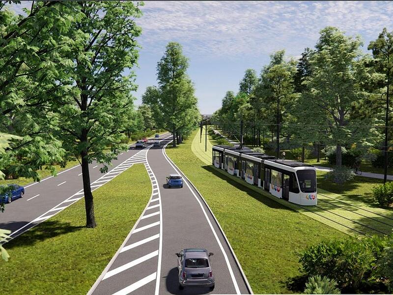 So k&ouml;nnte die Stadtumlandbahn verlaufen: Zu sehen ist die Perspektive vom Preu&szlig;ensteg in Richtung N&uuml;rnberg.