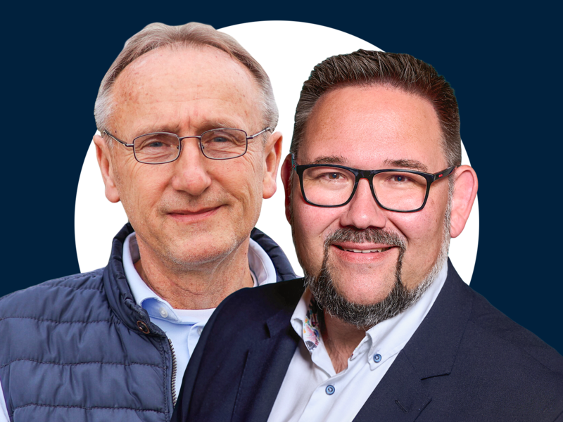 Sie waren beide B&uuml;rgermeisterkandidaten: G&uuml;nther Geyer (UWGH, links) und Sven Berwein (Junge Liste) werden in H&ouml;chstadt als potenzielle stellvertretende B&uuml;rgermeister gehandelt.