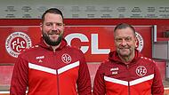 Der Fu&szlig;ball-Abteilungsleiter des FC Lichtenfels Jonas Lulei (links) und 1. Vorsitzender Matthias Menger blicken k&auml;mpferisch in die Zukunft.