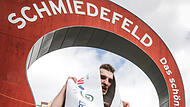 Leon Sch&uuml;bel kurz nach seinem gro&szlig;en Triumph am Rennsteig.