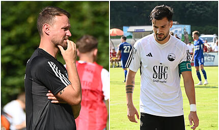 Trotz des pl&ouml;tzlichen Abgangs von Coburgs Topscorer Aykut Civelek (links) bleibt das Band der Freundschaft zum Trainer Calle Schiebel bestehen.