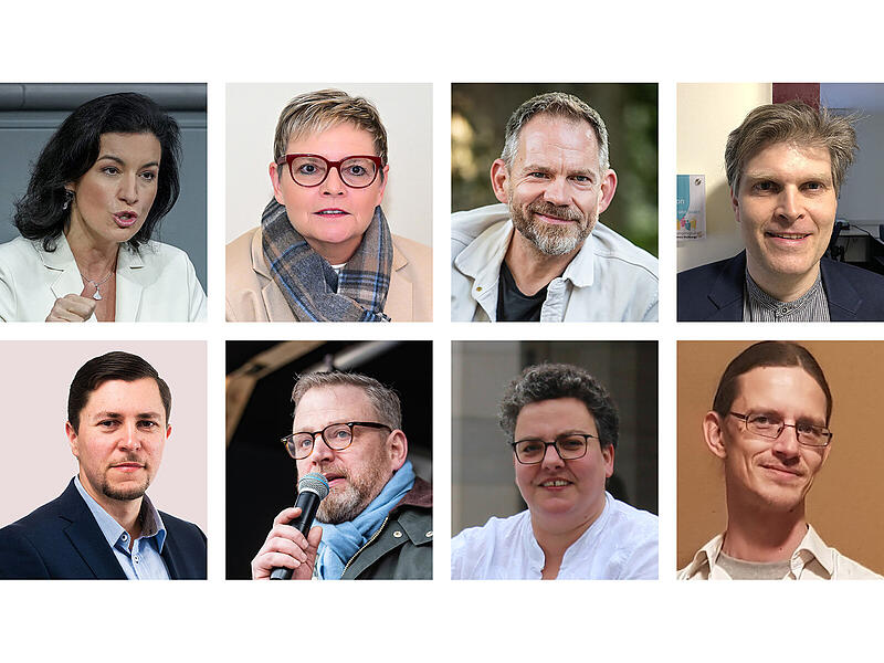 Treten zur Bundestagswahl an (von links oben nach rechts unten): Dorothee B&auml;r, Sabine Dittmar, Frank Helmerich, Christian Ruser, Christopher Klunker, Karl Graf Stauffenberg, Michaela Reinhard und Florian Beck