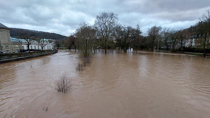 Hochwasser Januar 2024 Bad Kissingen Kurpark
