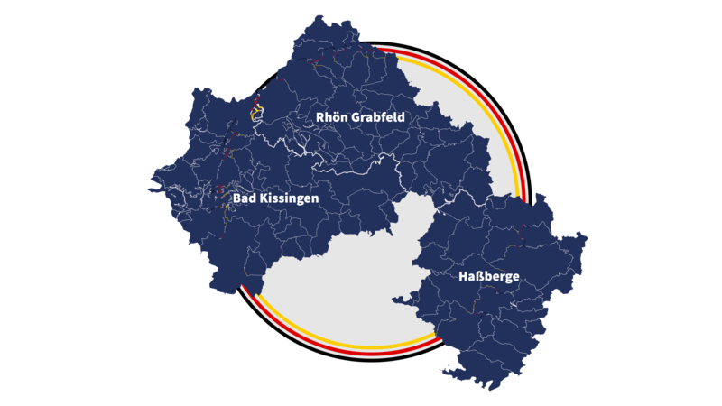 Zum Bundestagswahlkreis Bad Kissingen gehören die Landkreise Bad Kissingen, Haßberge und Rhön-Grabfeld.