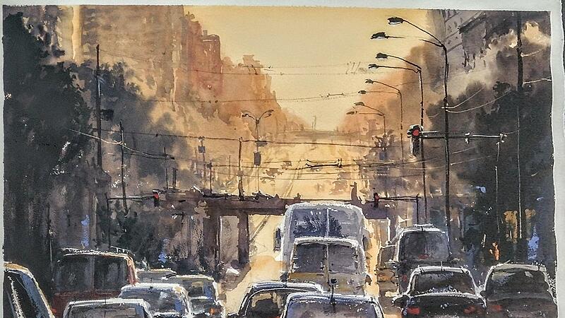 Anna Kataian: „Der Weg nach Hause“, Aquarell, 2019 Anna Kataian: „Der Weg nach Hause“, Aquarell, 2019