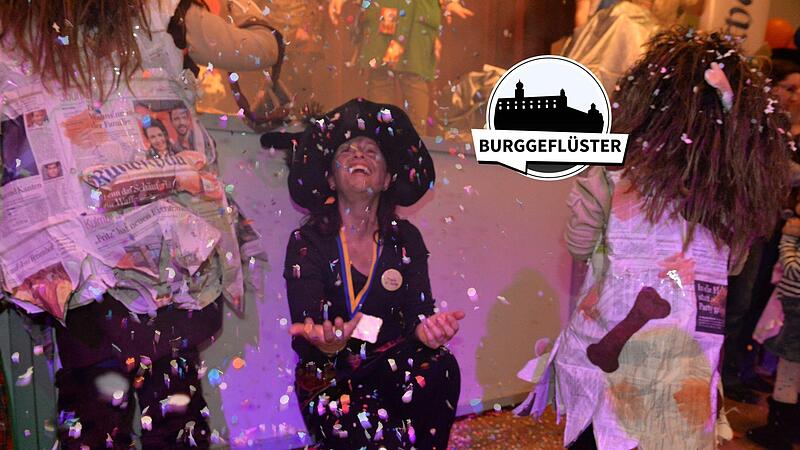 Viel Konfetti, lustige Zeitungskost&uuml;me: Da hat auch Oberhexe Dagmar ihren Spa&szlig; beim Kinderfasching.