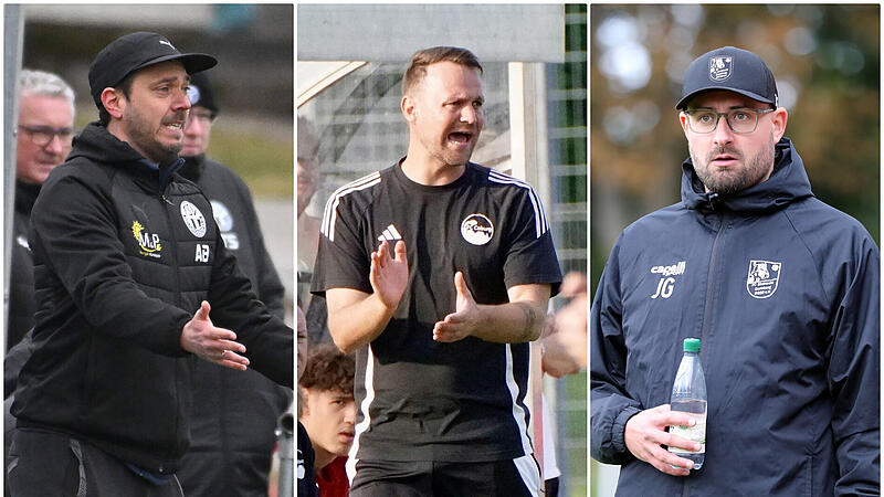 Sowohl der TSV Neudrossenfeld um Trainer Andi Baumer (links) als auch der FC Coburg mit Calle Schiebel (Mitte) und der FC Eintracht Bamberg um Coach Jan Gernlein haben beim Zuschauerzuspruch Luft nach oben.