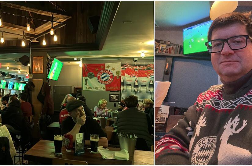 Die Smithfield Hall in New York City, ein Anziehungspunkt für Fußballfans wie den Bamberger Alexander Wilhelm (r.)