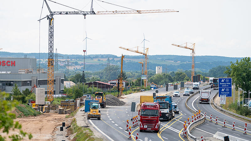 Die Baustelle an der A70 Bamberg