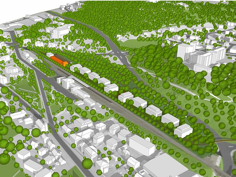 Eine ganze Häuserzeile sieht der Prinzregentenpark am Bahnhof vor. Eine ganze Häuserzeile sieht der Prinzregentenpark am Bahnhof vor.