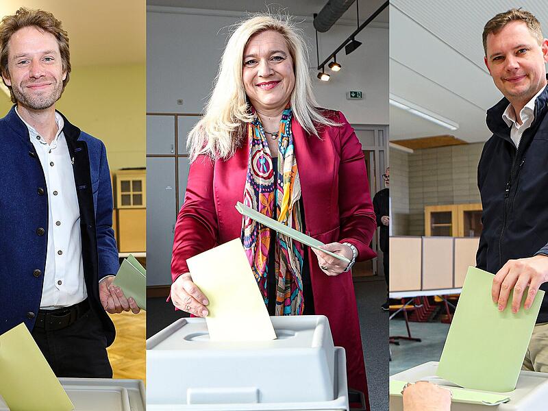 Bildkombo Huml Niedermaier und Gl&uuml;senkamp bei der Kommunalwahl 2026